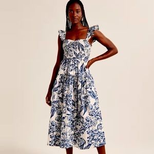 Abercrombie Ruffle Strap Smocked Midi Dress